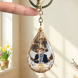Custom Photo Keychain - Personalized Memorial Sympathy Gifts For Loss Of Mom, Dad