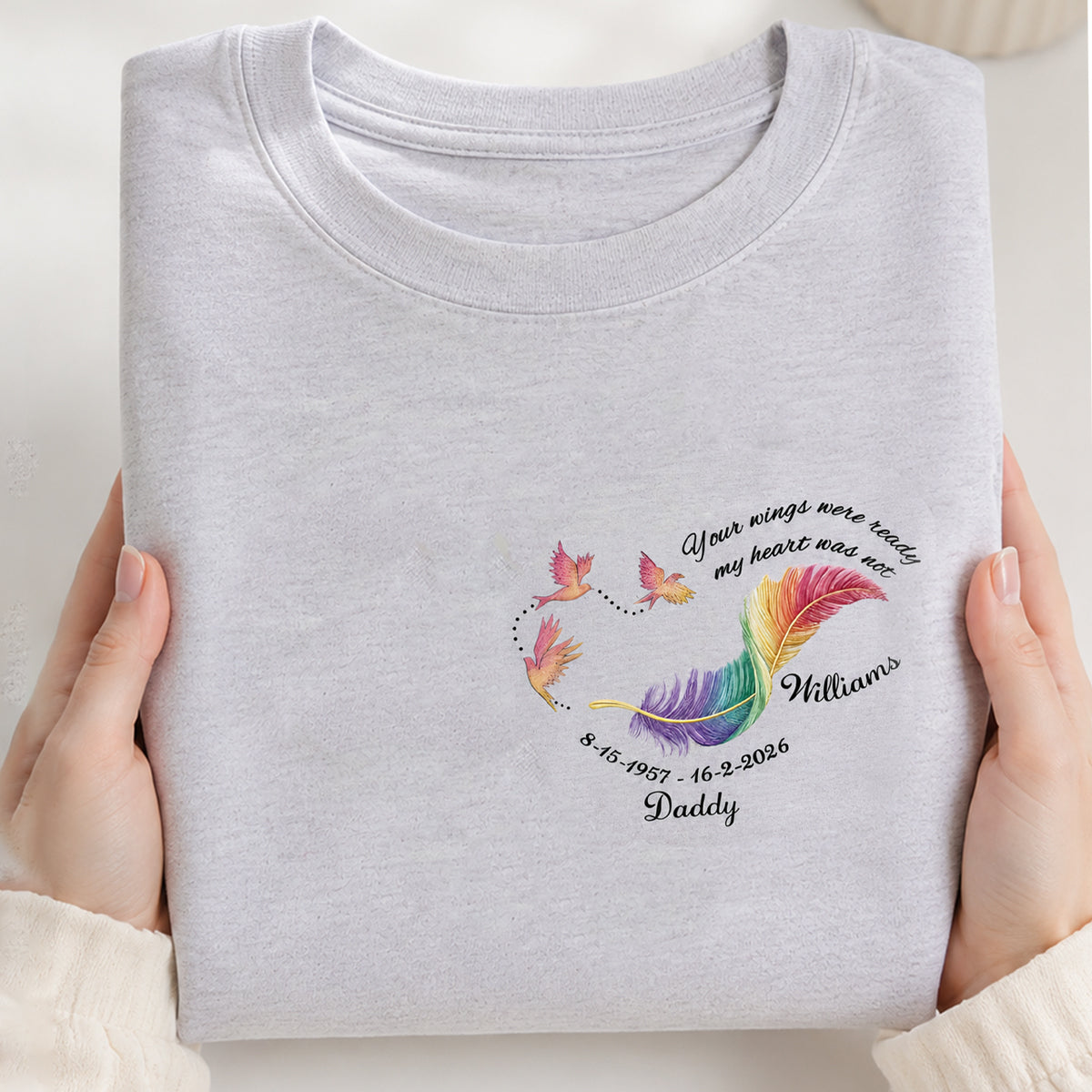 Personalized "Your Wings Were Ready" Memorial Shirt – Custom Name & Dates | Remembrance Gift For Loved One