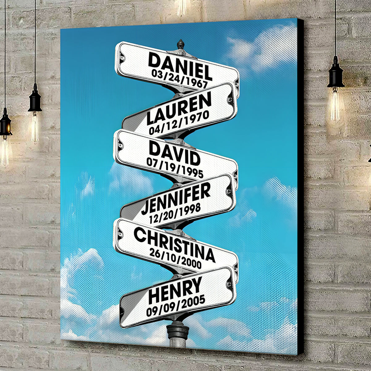 Father's Day Gift For Dad & Grandpa – Personalized Blended Family Names Street Sign Canvas Print