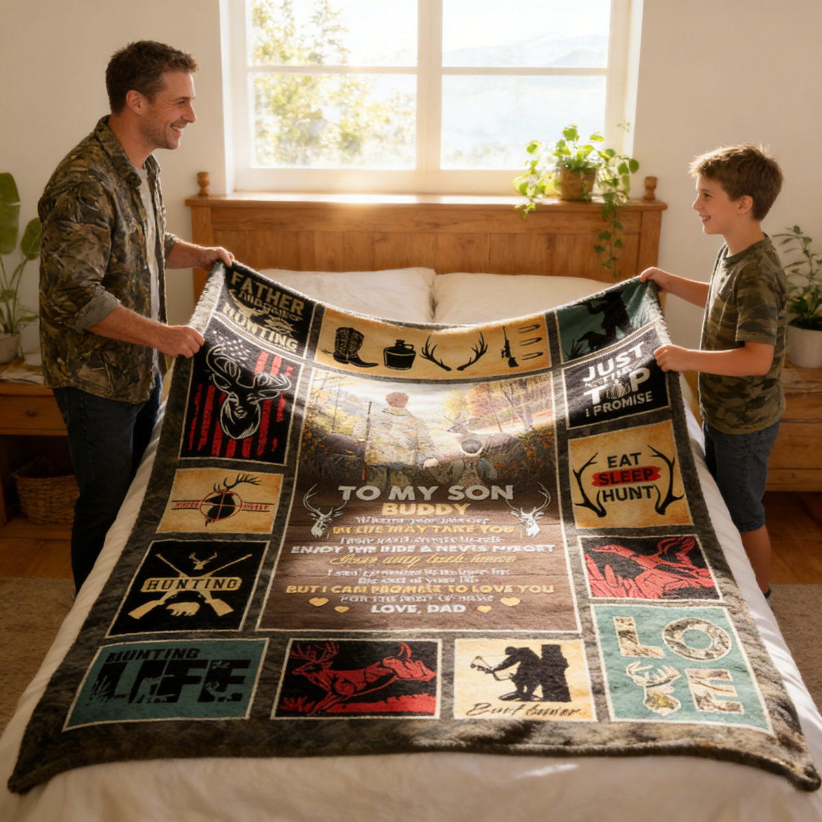 To My Son Hunting Blanket - Personalized Hunting Gifts for Son, Hunting Gift