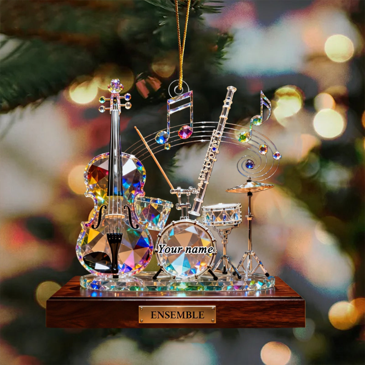 Personalized Crystal Effect Ensemble Themed Ornament,Music Lover Musician Gift