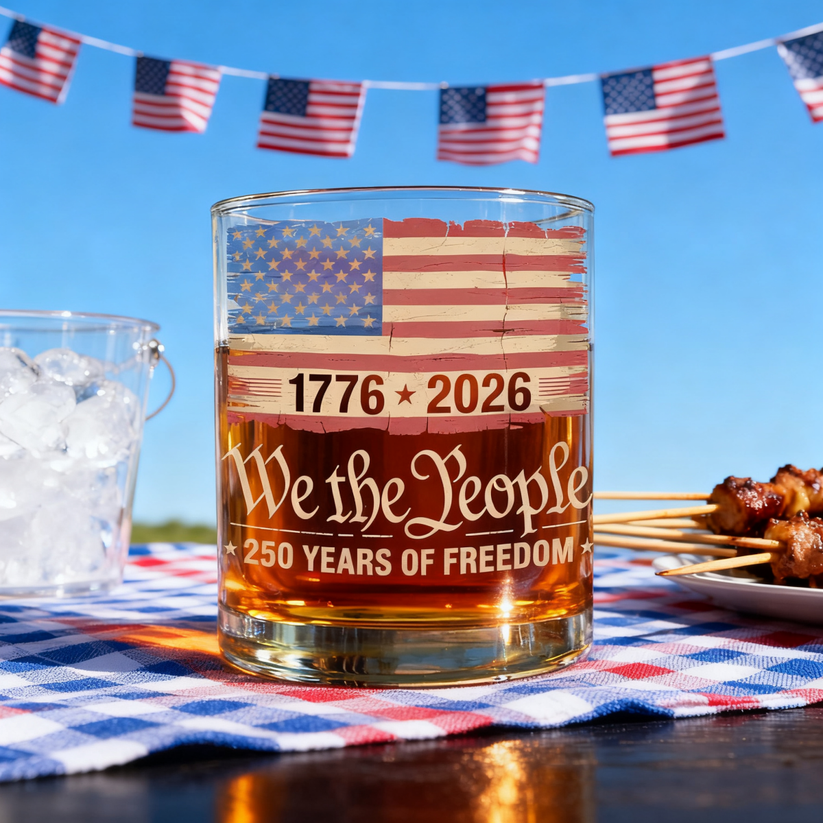 America 250th Birthday US 250 Years We The People Whiskey Glass