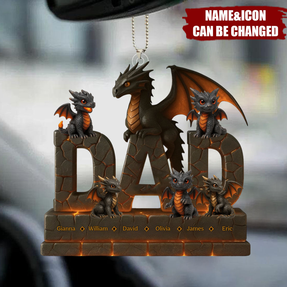 Fire Dragon Dad Acrylic Ornament Personalized Gifts For Dad