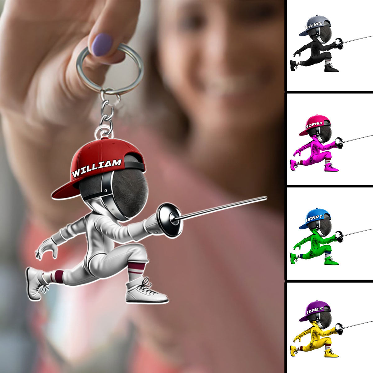Personalized Fencing Keychain Gift For Fencing Lover