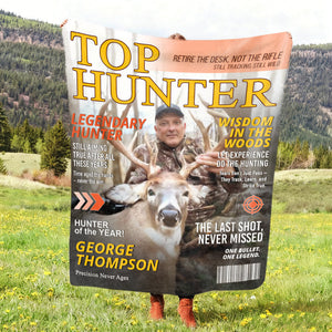 Custom Retirement Hunting Magazine Cover Blanket, Gifts for Retired Hunters, Hunting Dad Gift, Grandpa Hunting Gift