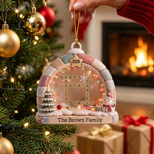 "Our Family" – Personalized Crossword Puzzle Art Ornament | Gift For Family Lovers