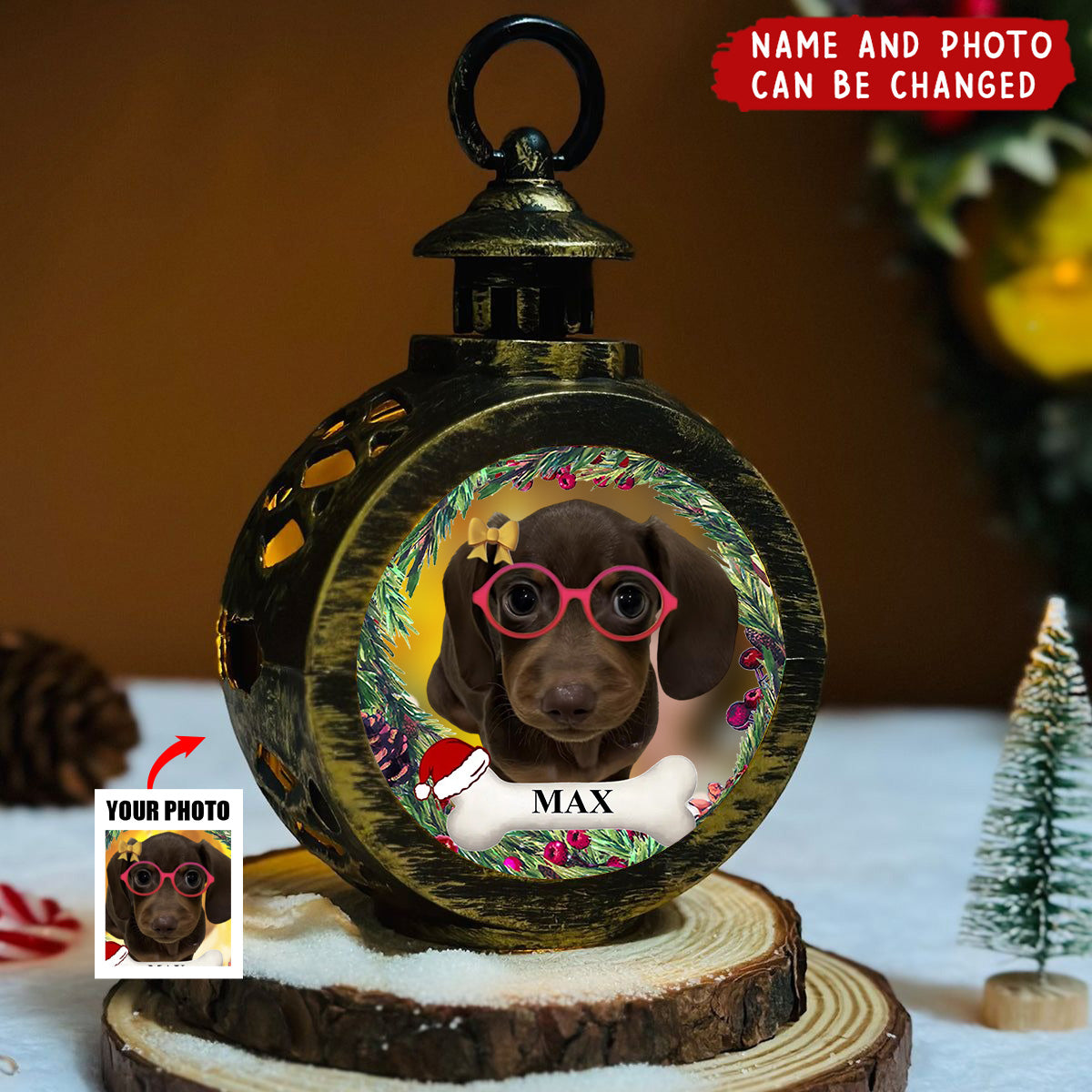 Custom Photo Your Furry Friend Always Lights Up Your Day - Dog & Cat Personalized Candlelight Lantern Ornament