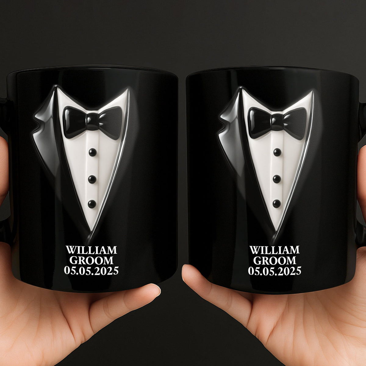 Elegant Groom Suit Bride Dress Design, Personalized Custom Coffee Mug, Gift For Couple