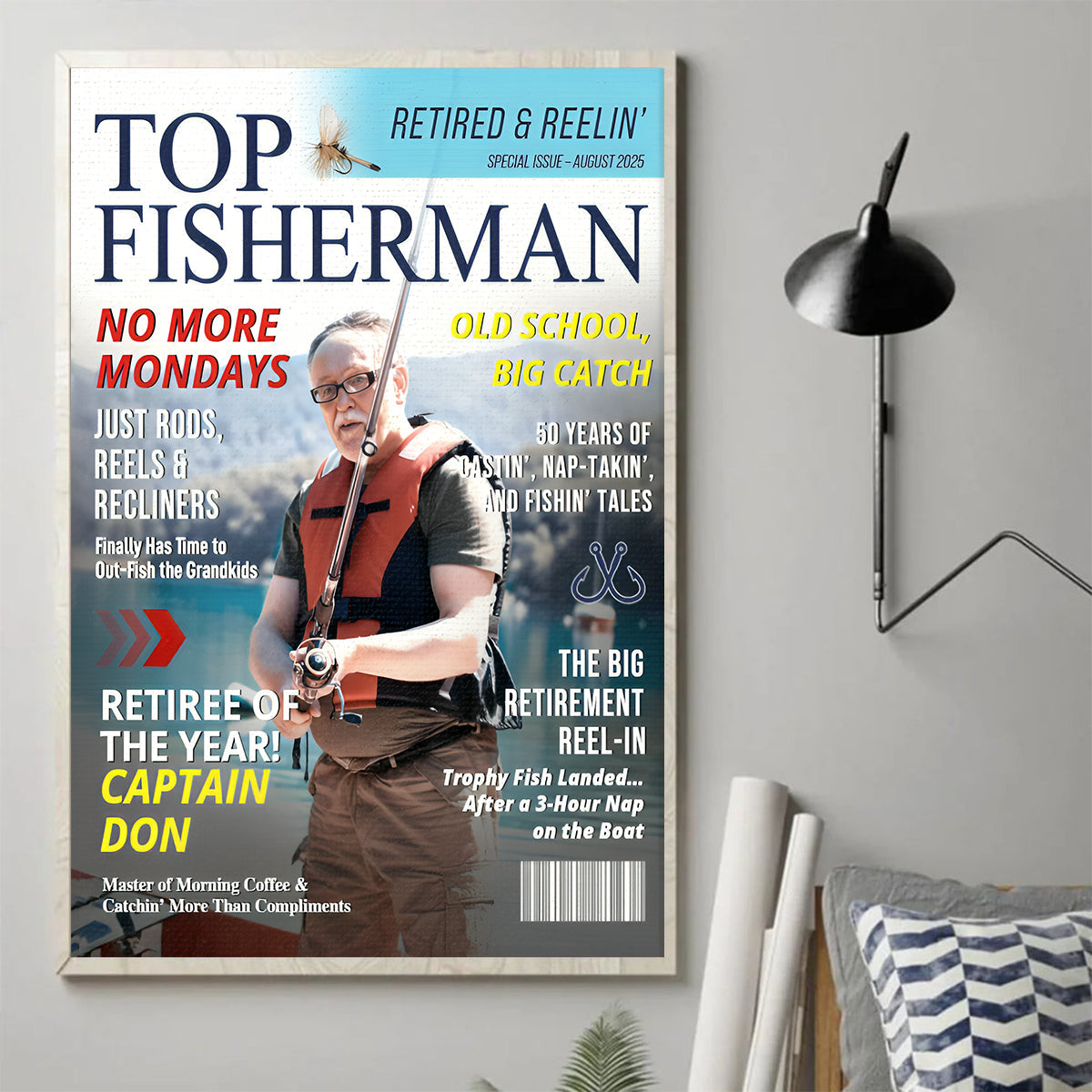 Custom Retirement Fishing Magazine Cover, Fishing Gifts for Retired Men, Fishing Dad Gift, Grandpa Gift, Personalized Fisherman Gift