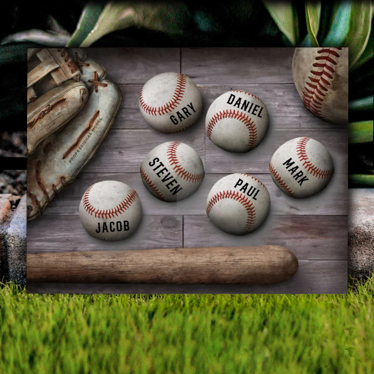 Personalized Baseball Father’s Day, Custom Daddy’s Team Baseball Canvas Print, Baseball Gifts For Dad