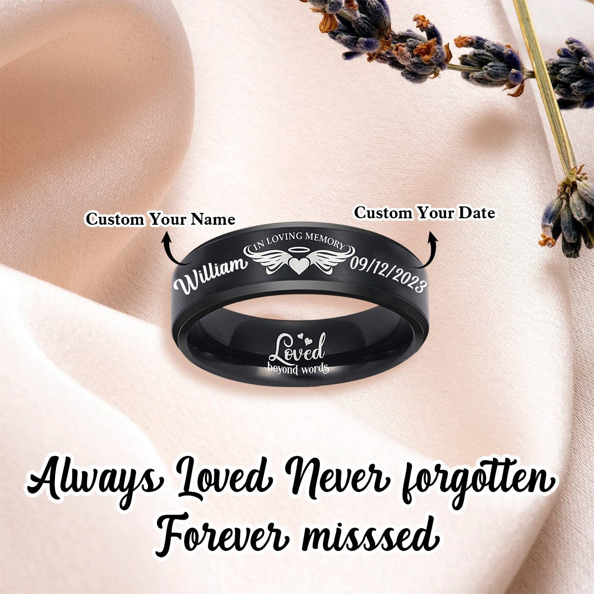 Personalized in loving memory keepsake Ring