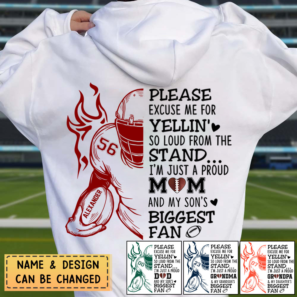 Personalized Hoodie Just A Proud Mama And My Son's Biggest Fan Custom Football Hoodie
