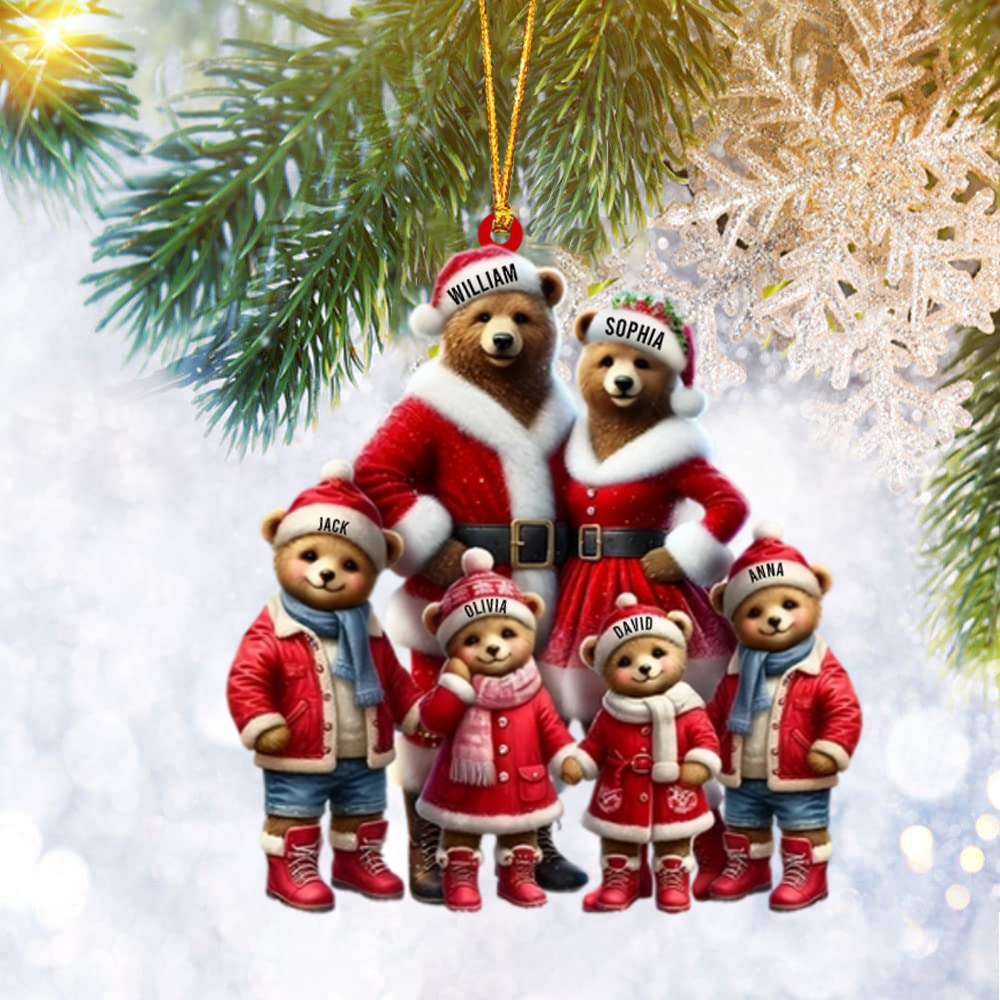 Bear Family Personalized Christmas Ornament