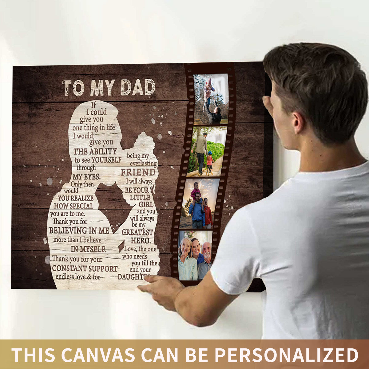 To My Dad Personalized Photo Gift To Father From Daughter Personalized Canvas Poster