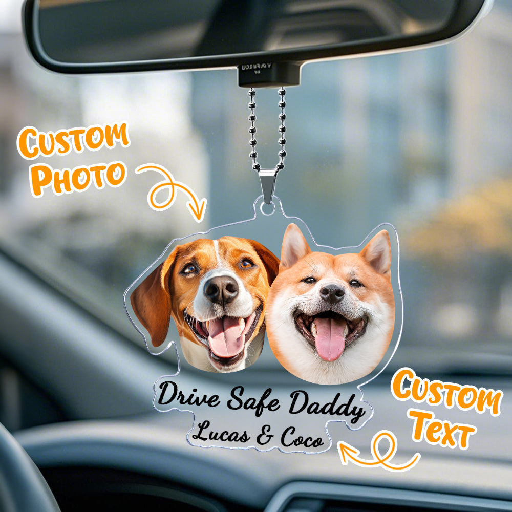 Hanging Dog Photo Personalized Acrylic Car Ornament Gift For Pet Lovers