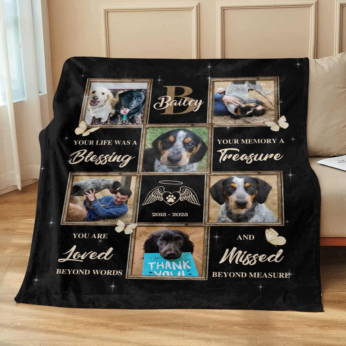 Personalized Pet Blanket Pet Memorial Gifts Pet Loss, Pet Sympathy Gift