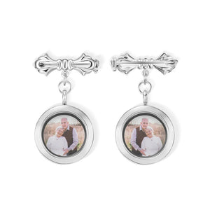 Personalized Photo Wedding Lapel Pin, Bridal Bouquet Charm Pendant