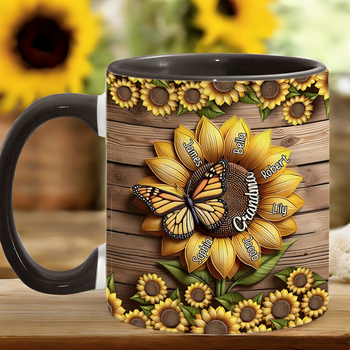 You Are My Sunshine Grandma Mom - Personalized Grandma Accent Mug