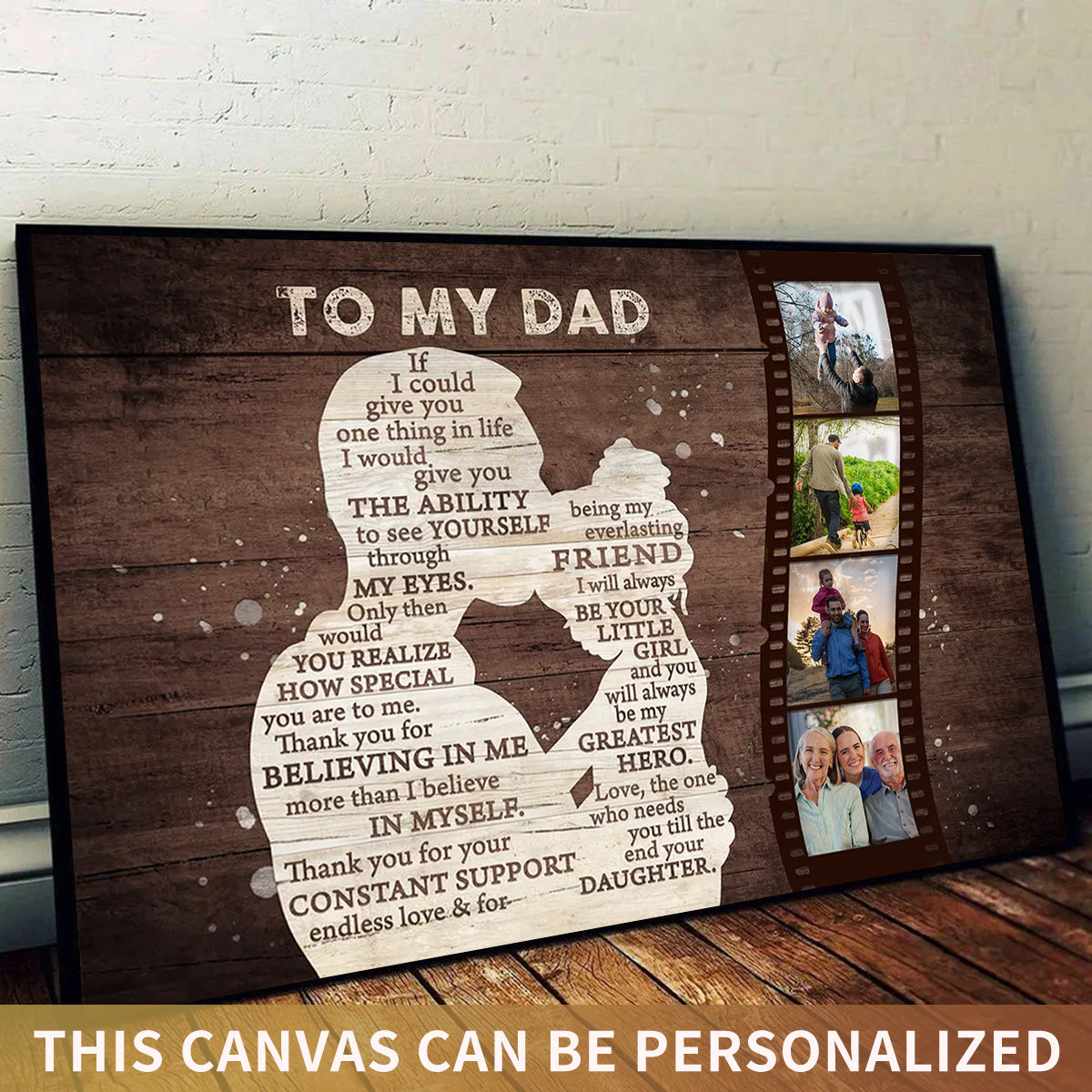To My Dad Personalized Photo Gift To Father From Daughter Personalized Canvas Poster