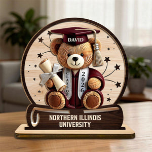 Celebrate Your Achievements Wooden Graduate Bear Personalized Plaque, Gift For Graduates