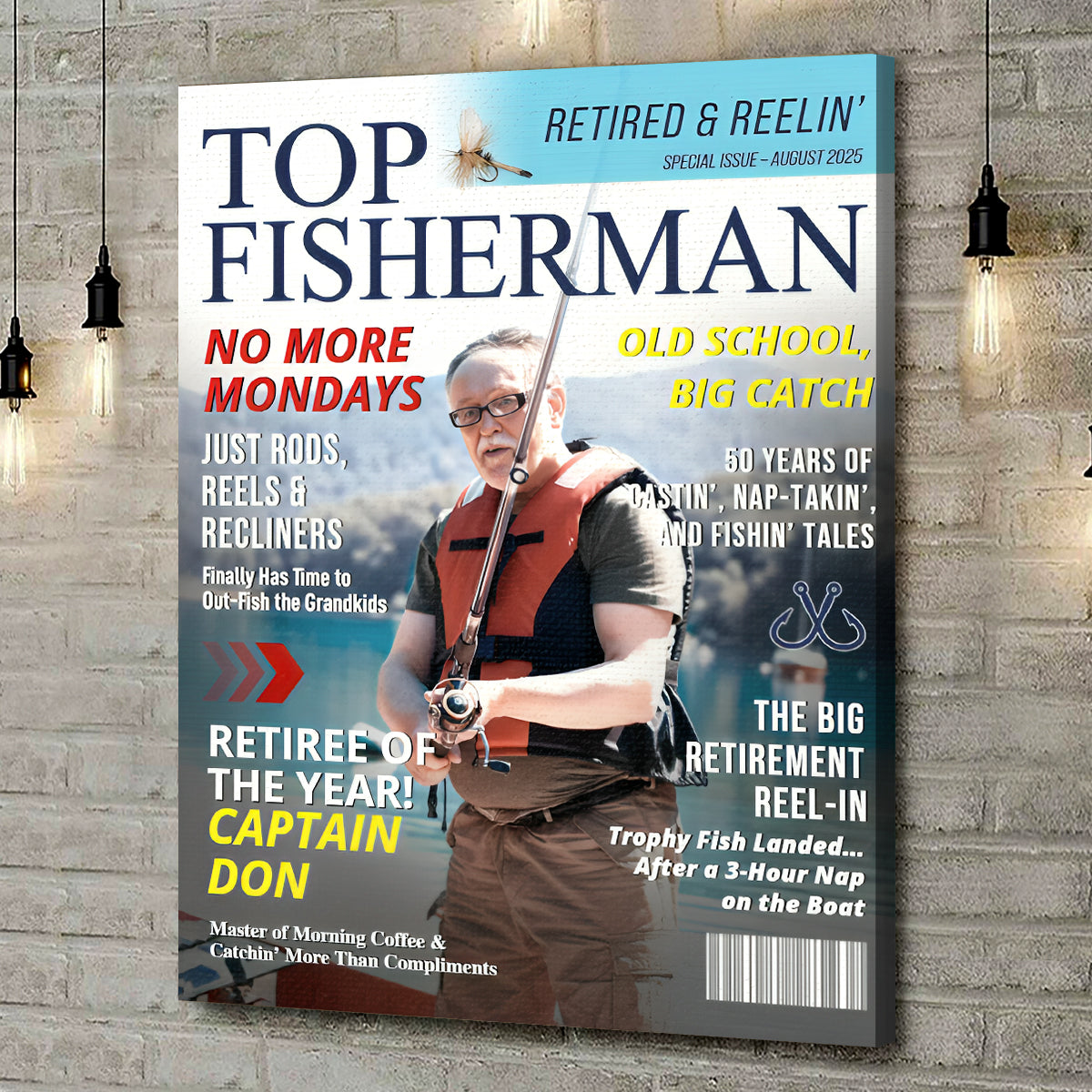 Custom Retirement Fishing Magazine Cover, Fishing Gifts for Retired Men, Fishing Dad Gift, Grandpa Gift, Personalized Fisherman Gift