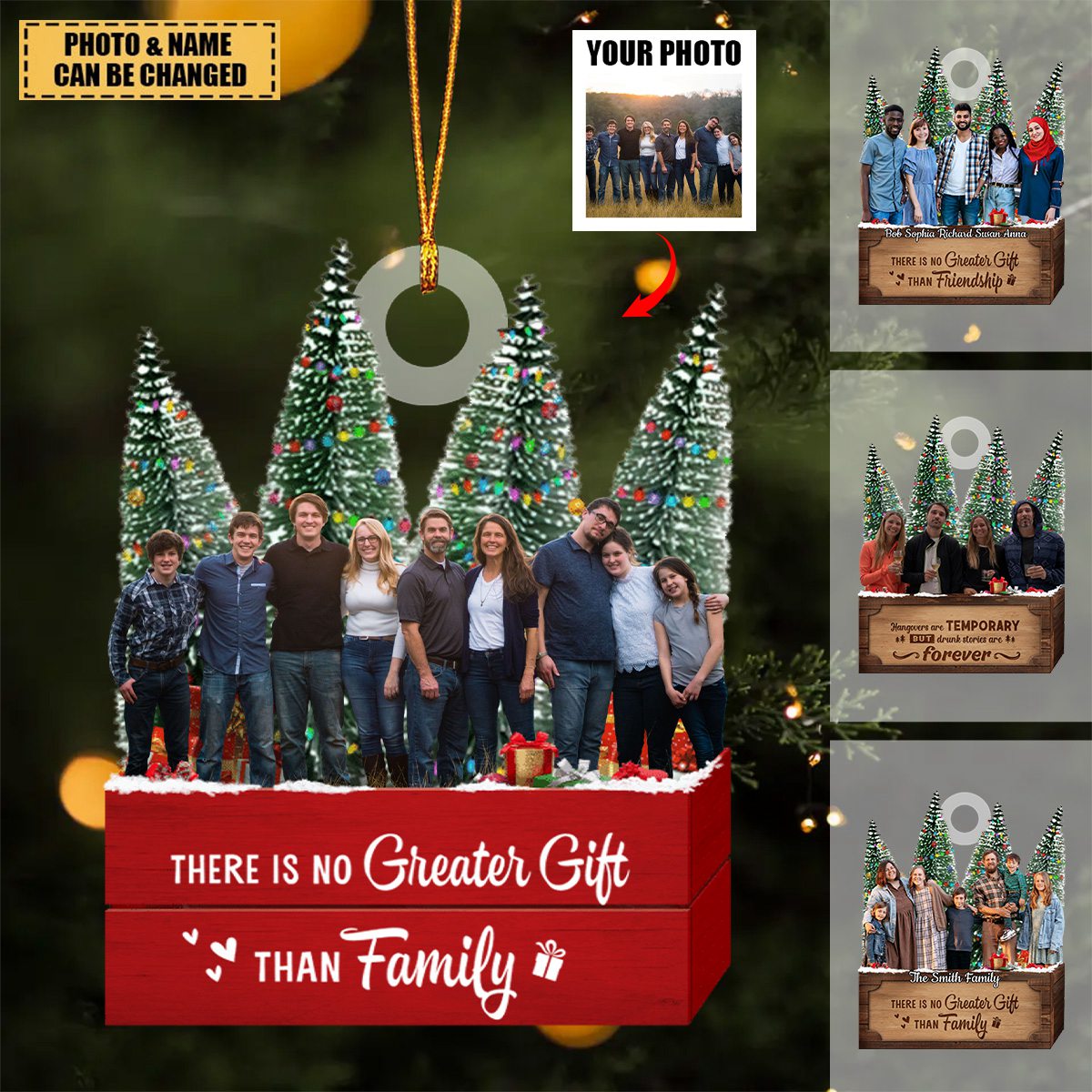 There is no Greater Gift than Family - Personalized Custom Photo Christmas Ornament