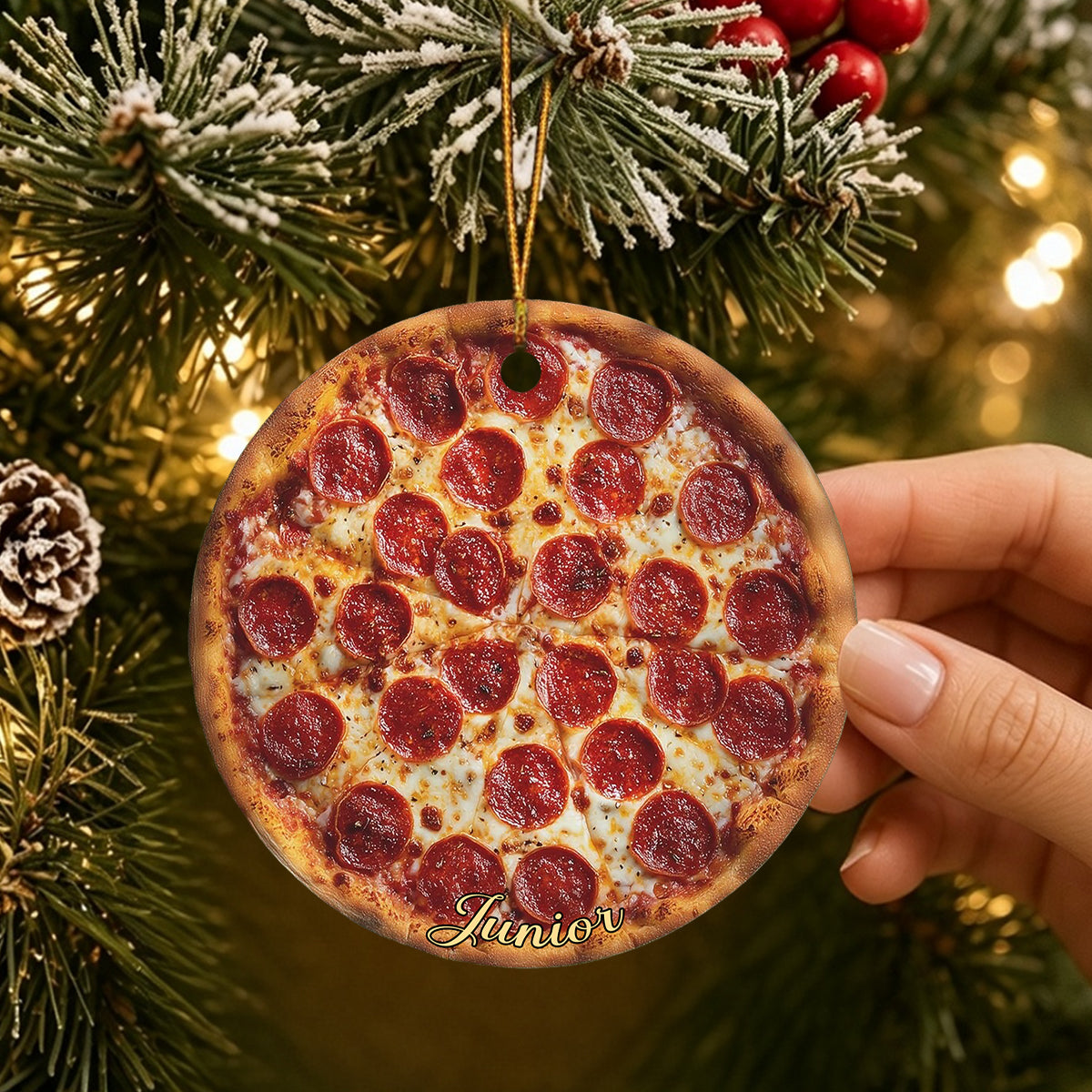 Personalized Funny Pizza Christmas Ornament – Stocking Stuffer For Pizza Lovers & Kitchen Decor