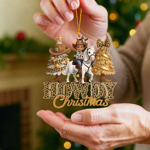 Western Vibe Howdy Christmas Girl & Horse - Personalized Acrylic Ornament
