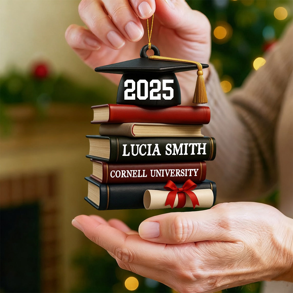 Celebrating Academic Excellence Books And Diploma Personalized Acrylic Ornament