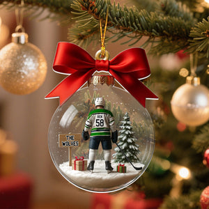 Hockey Team Christmas Ornament, Personalized Transparent Ornament