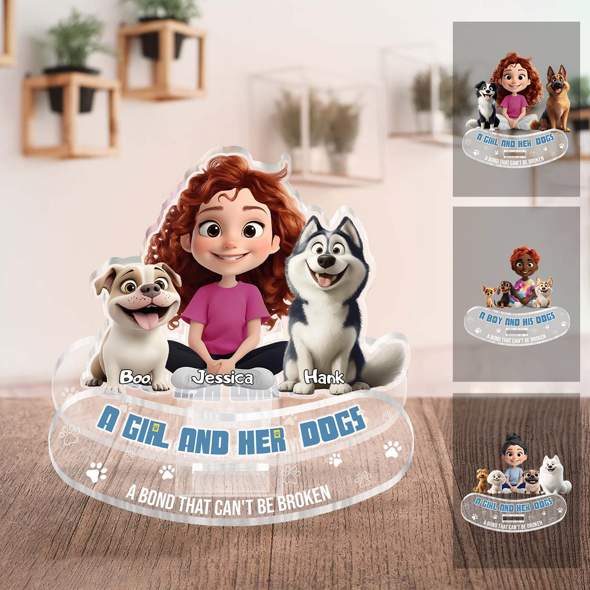 Pet Lovers - A Boy Girl And Pet A Bond That Can's Be Broken - Personalized Shaking Head Standee