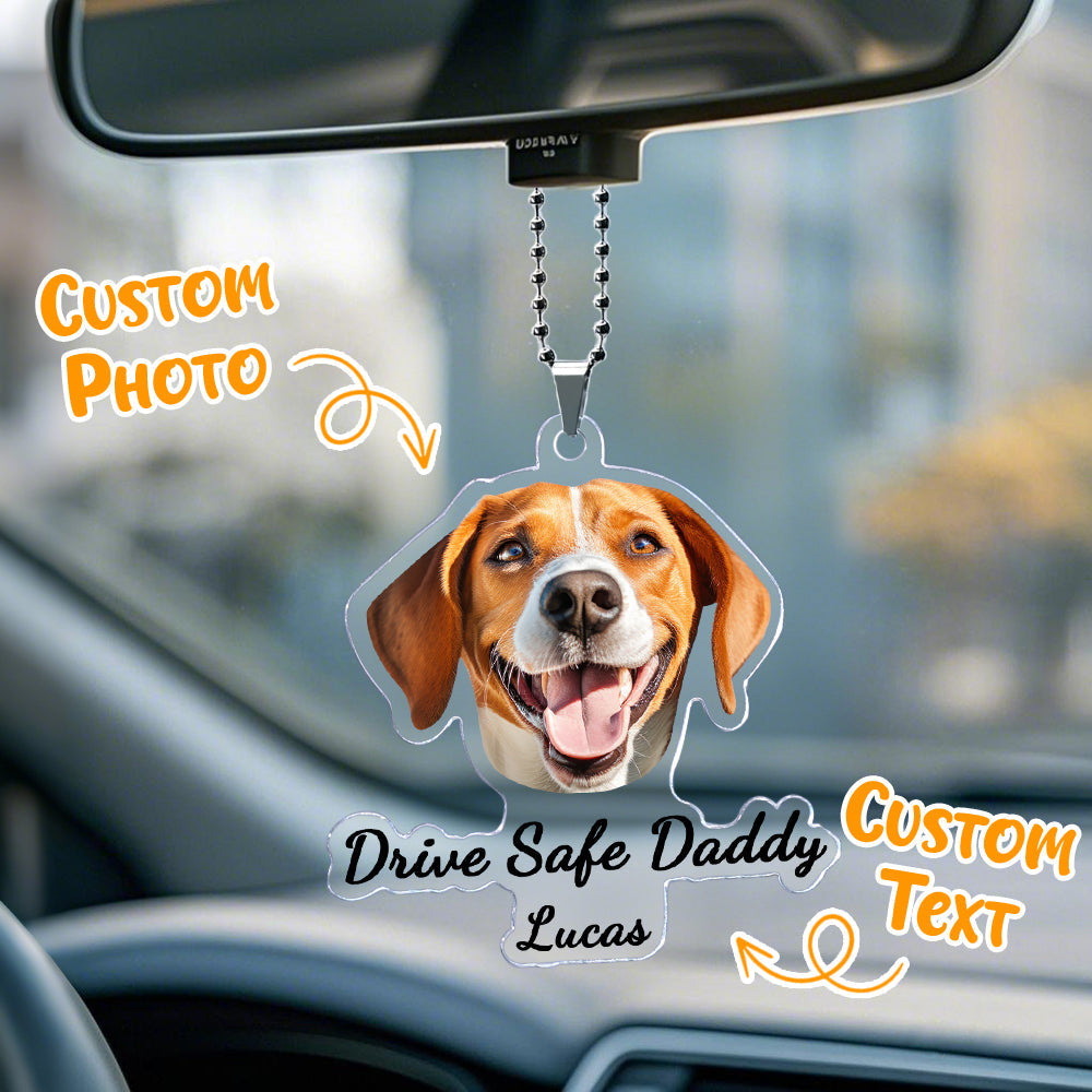 Hanging Dog Photo Personalized Acrylic Car Ornament Gift For Pet Lovers
