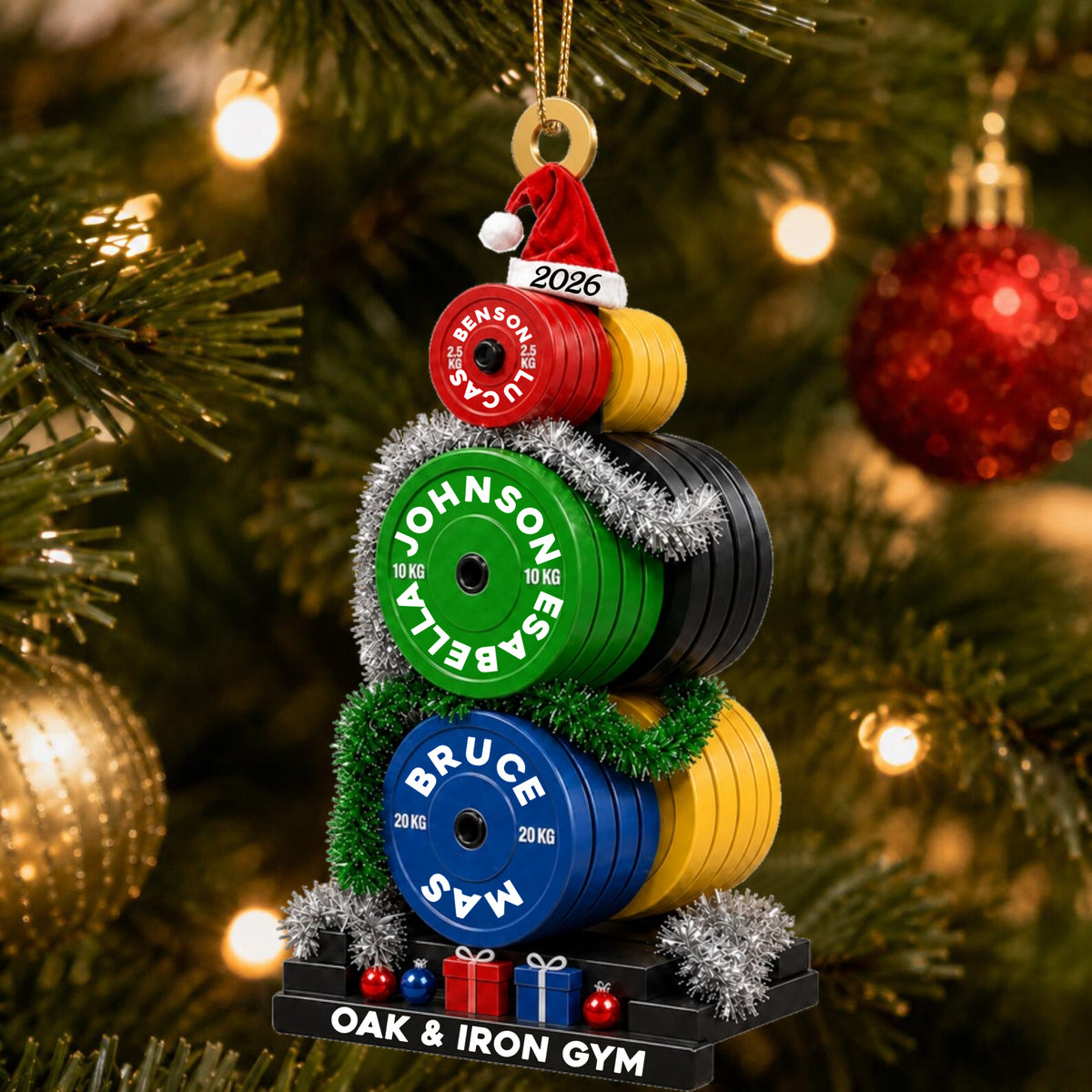 Personalized Weight Plate Christmas Tree Acrylic Ornament