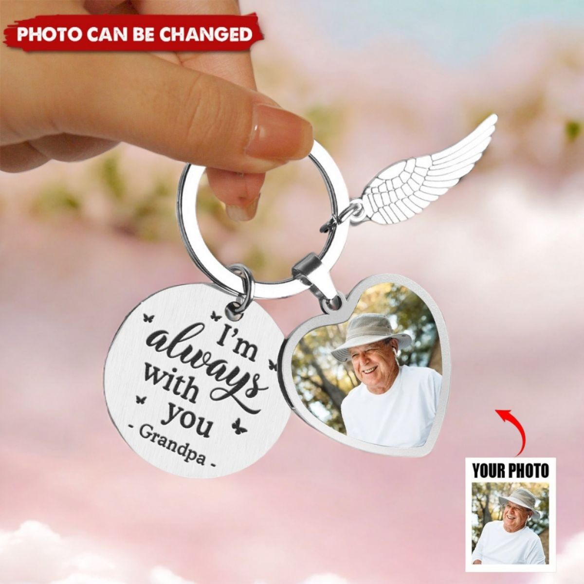 I'm Always With You - Personalized Heart Photo Keychain