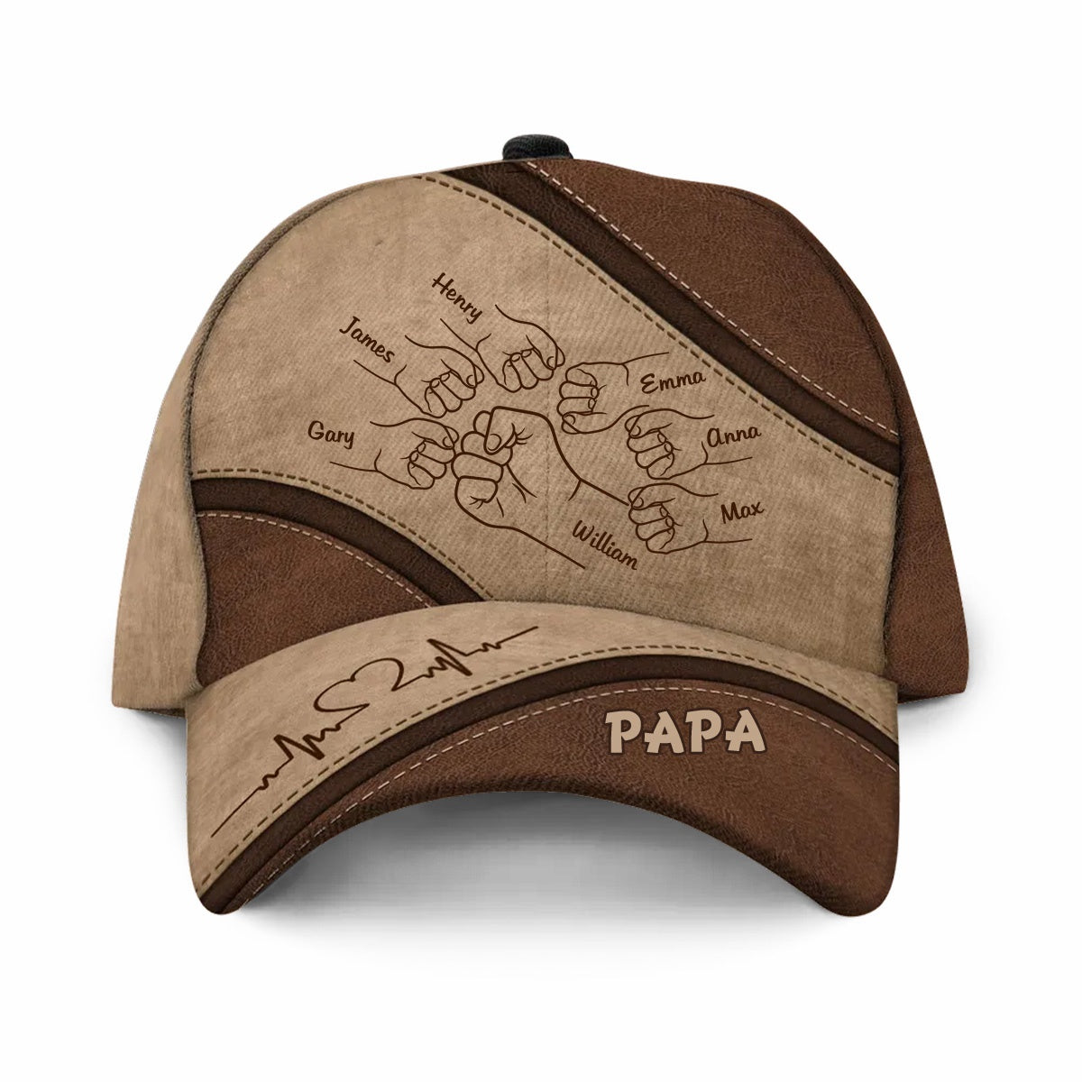 Personalized Outline Fist Bump Daddy Grandpa Classic Cap