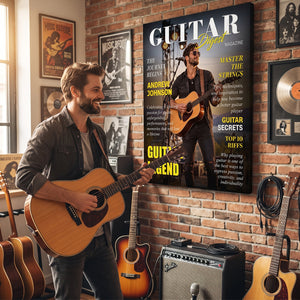 Personalized Guitar Digest Magazine Cover – Custom Guitarist Photo Keepsake, A Unique Music Gift For Guitar Lovers