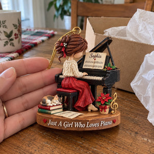 Just a Girl Who Loves Piano - Personalized Music Lover Ornament, Pianist Christmas Gift for Daughter