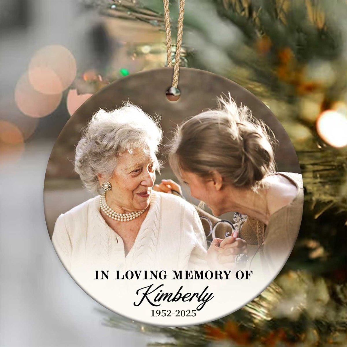 Custom Photo Memorial Ornament,Personalized In Loving Memory Christmas Ceramic Ornament