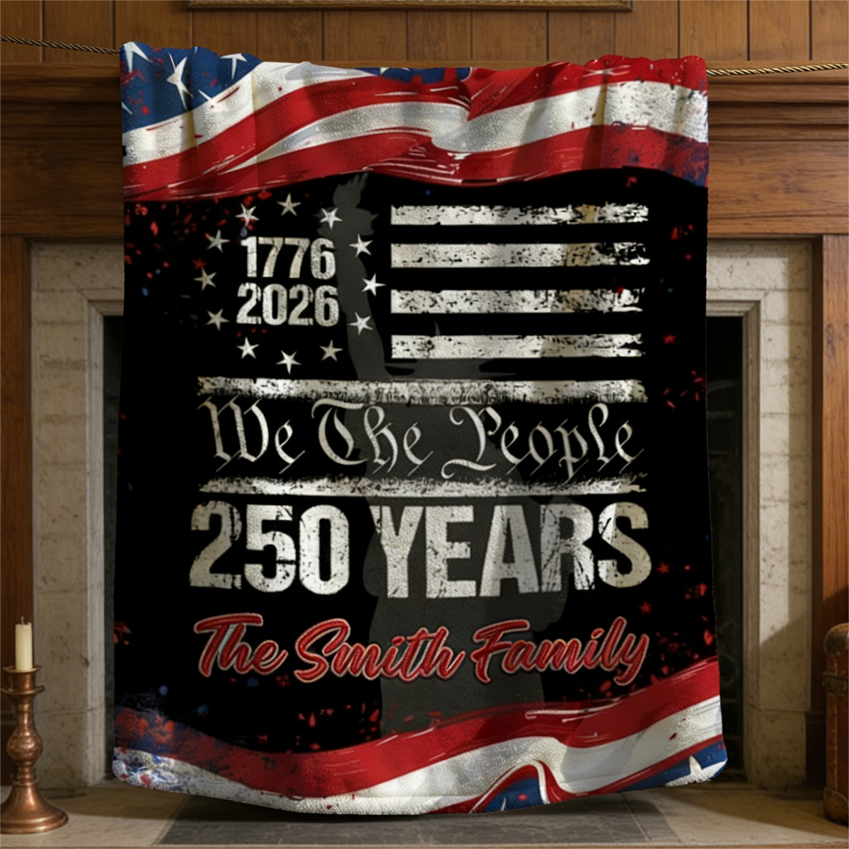 250 Years USA 250th Birthday 1776-2026 Eagle Personalized Blanket Gift for Family