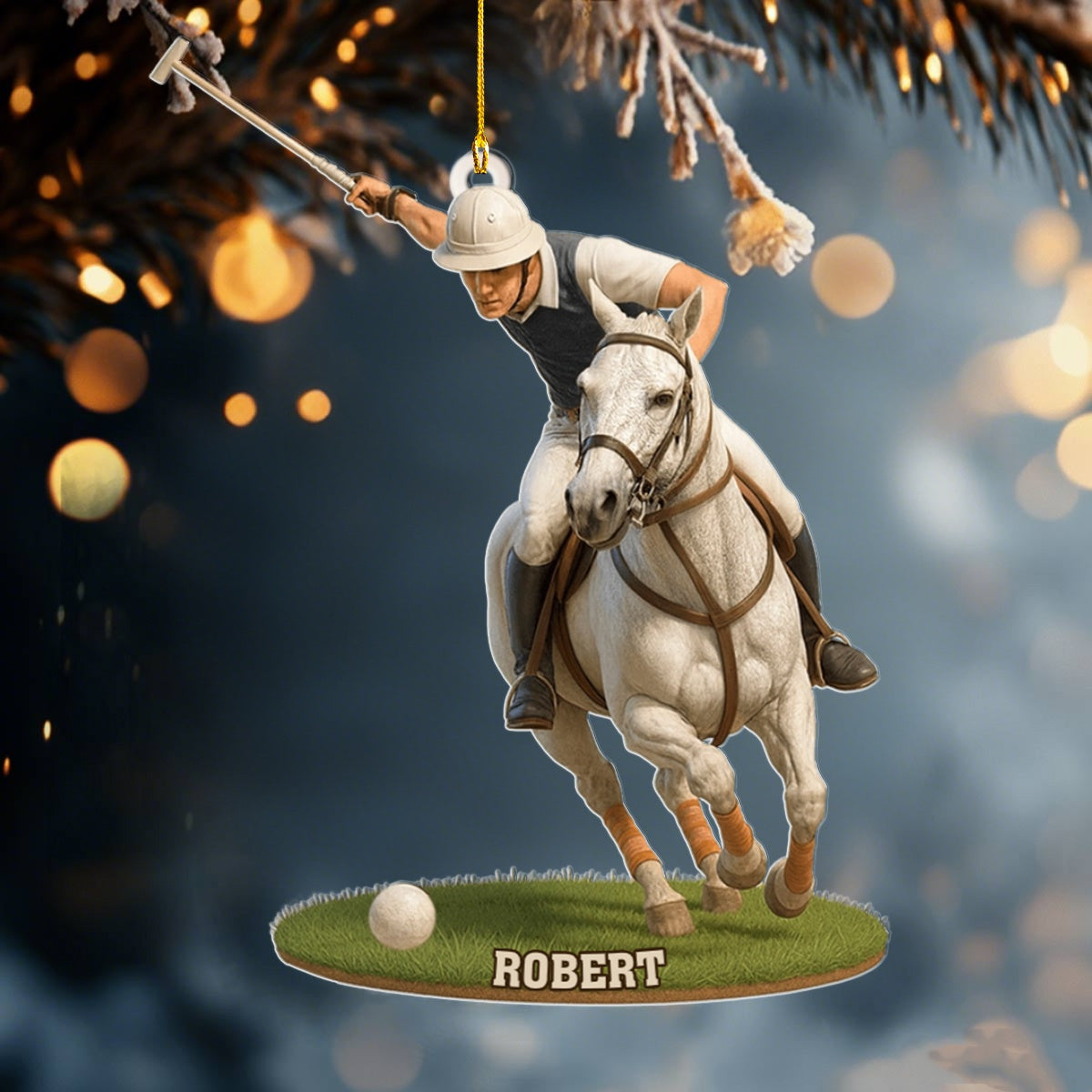 Polo Player On Horse Personalized Ornament,Christmas Gift