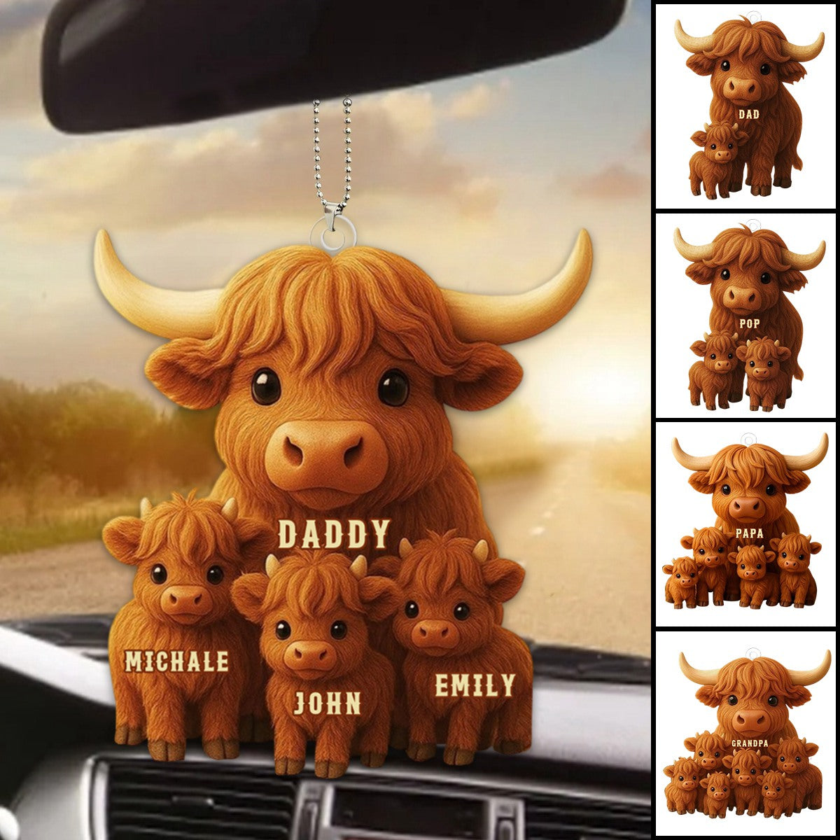 Highland Cow Dad Acrylic Ornament Personalized Gifts For Dad