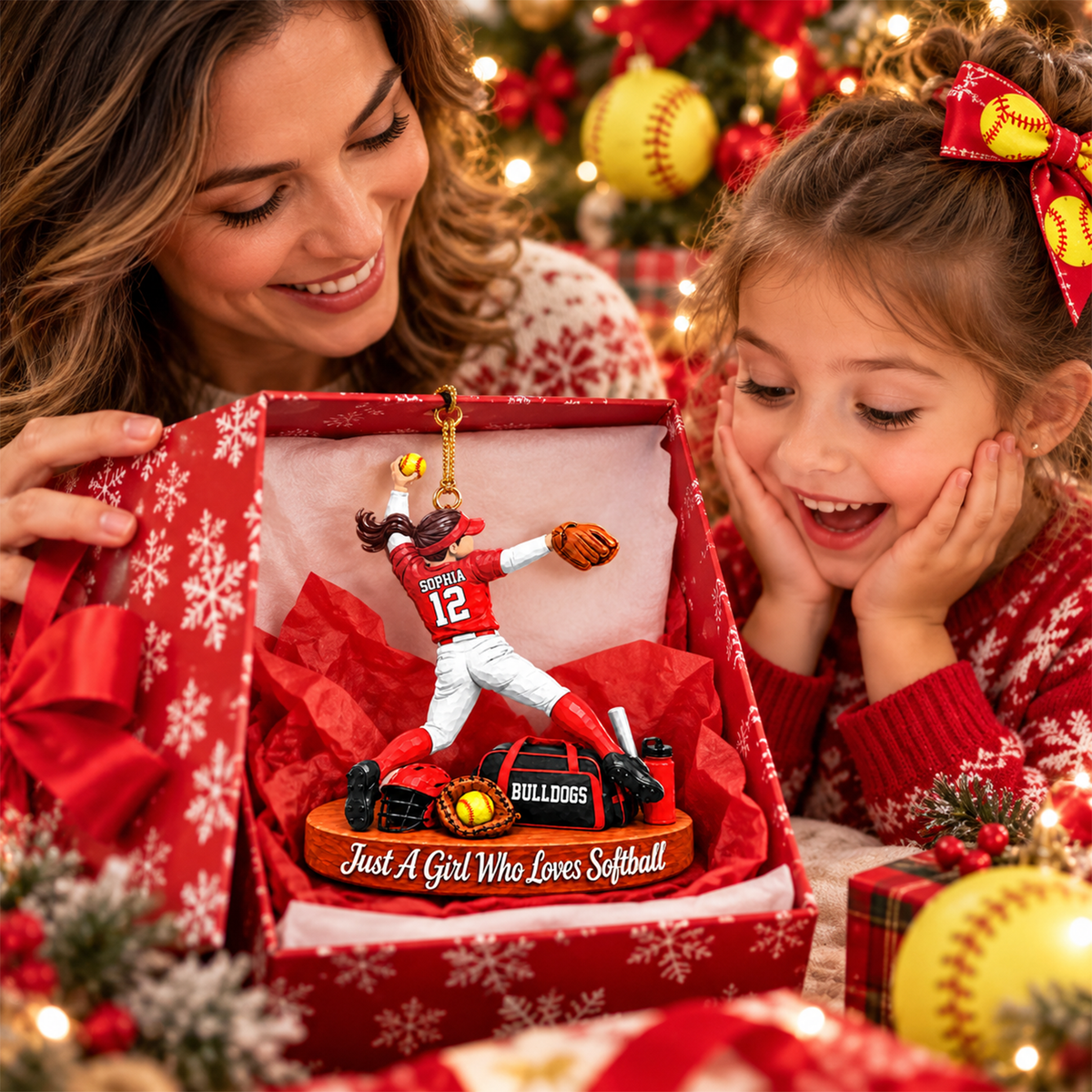 Just A Girl Who Loves Softball – Personalized Christmas Ornament | Custom Player Name Keepsake Gift For Softball Players & Fans