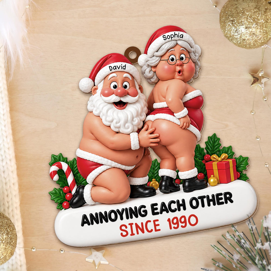 "Annoying Each Other Since" – Custom Wood Ornament | Gift For Couples