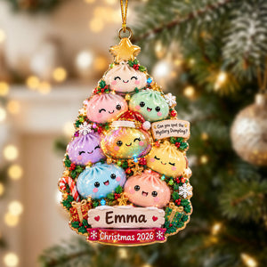 Personalized Dumpling Christmas Tree Ornament – Custom Name Holiday Keepsake