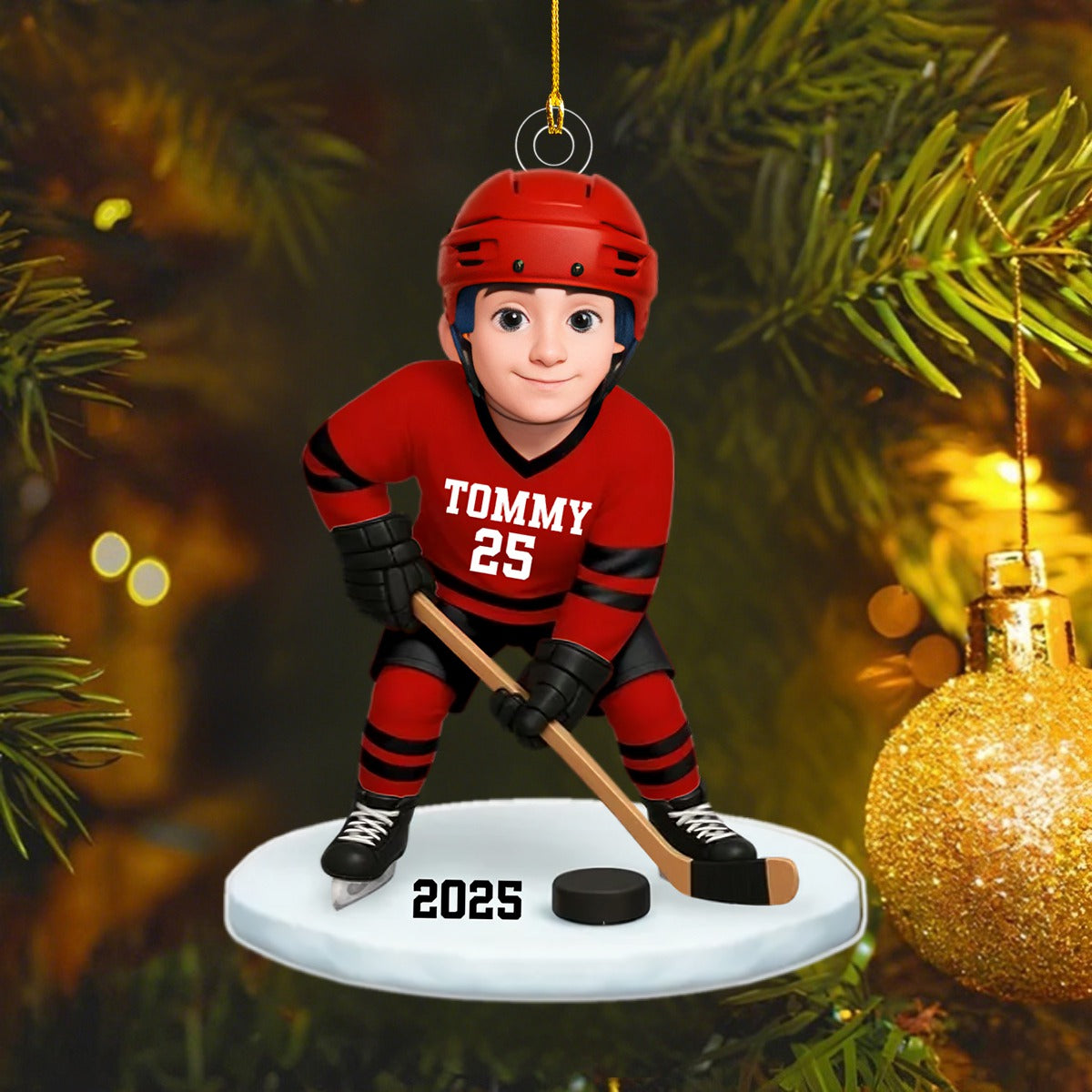Hockey Girl Boy - Personalized Acrylic Ornament - Christmas Gift for Daughter Son