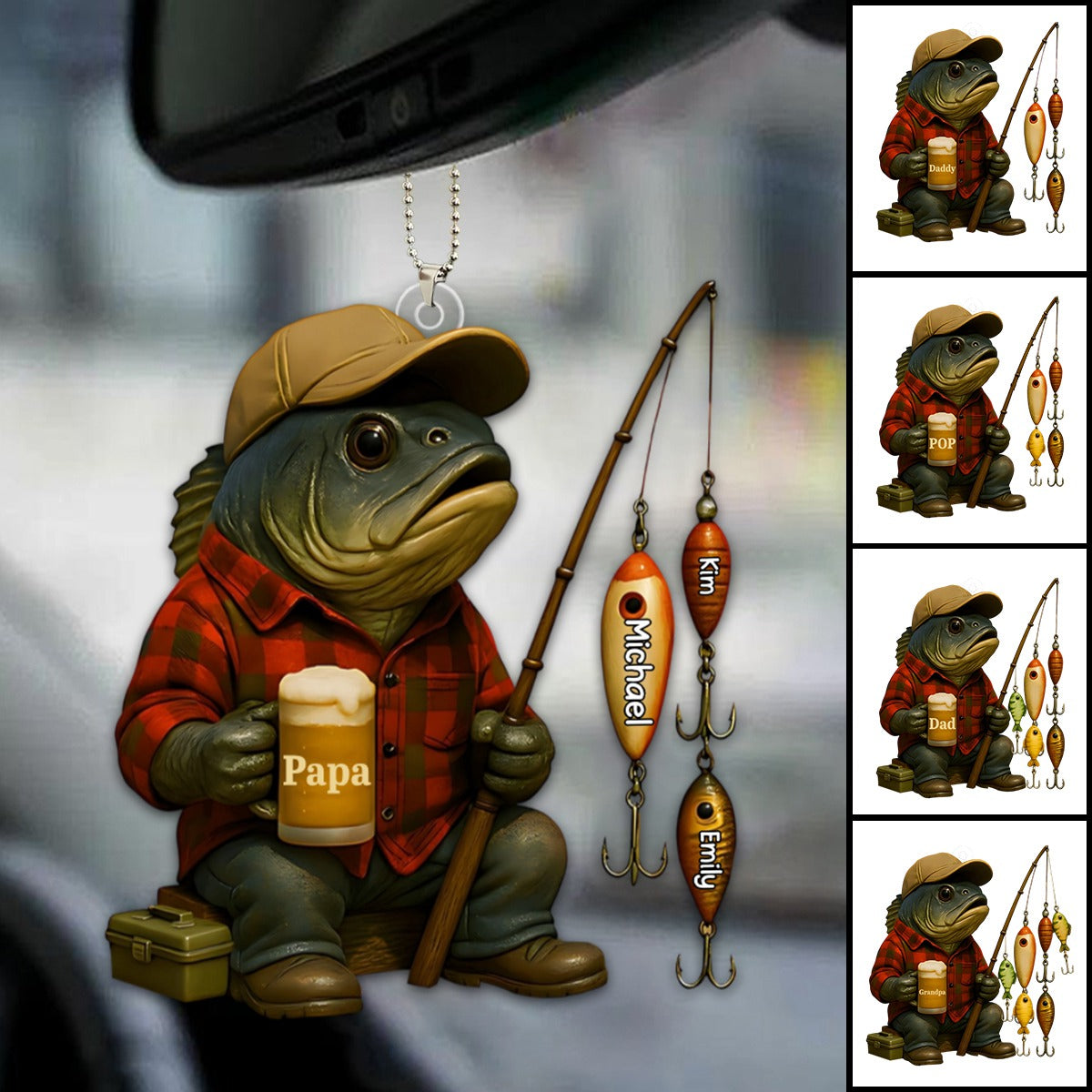 Fishing Dad Acrylic Ornament - Personalized Gift For Dad,Grandpa