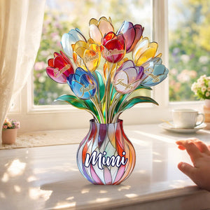 Mom's Blossom Acrylic Plaque – Personalized Custom Shaped Gift For Mother