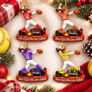 Just A Girl Who Loves Softball – Personalized Christmas Ornament | Custom Player Name Keepsake Gift For Softball Players & Fans