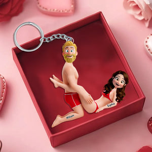 Playful Cute Couple Keychain - Personalized Gift For Couples