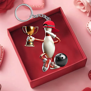 Personalized Bowling Acrylic Keychain For Bowling Lover